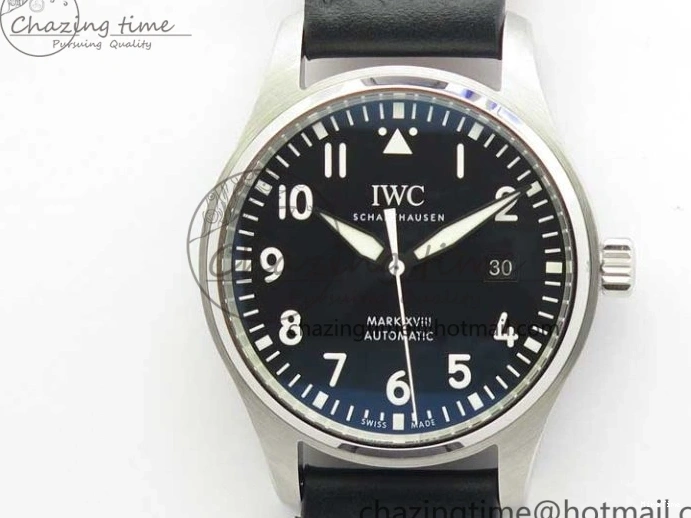 MIROTIME 0224 Soft MARK XVIII IW327001 SS FKF 1:1 Best Edition Black Dial On Black Leather Strap 7119